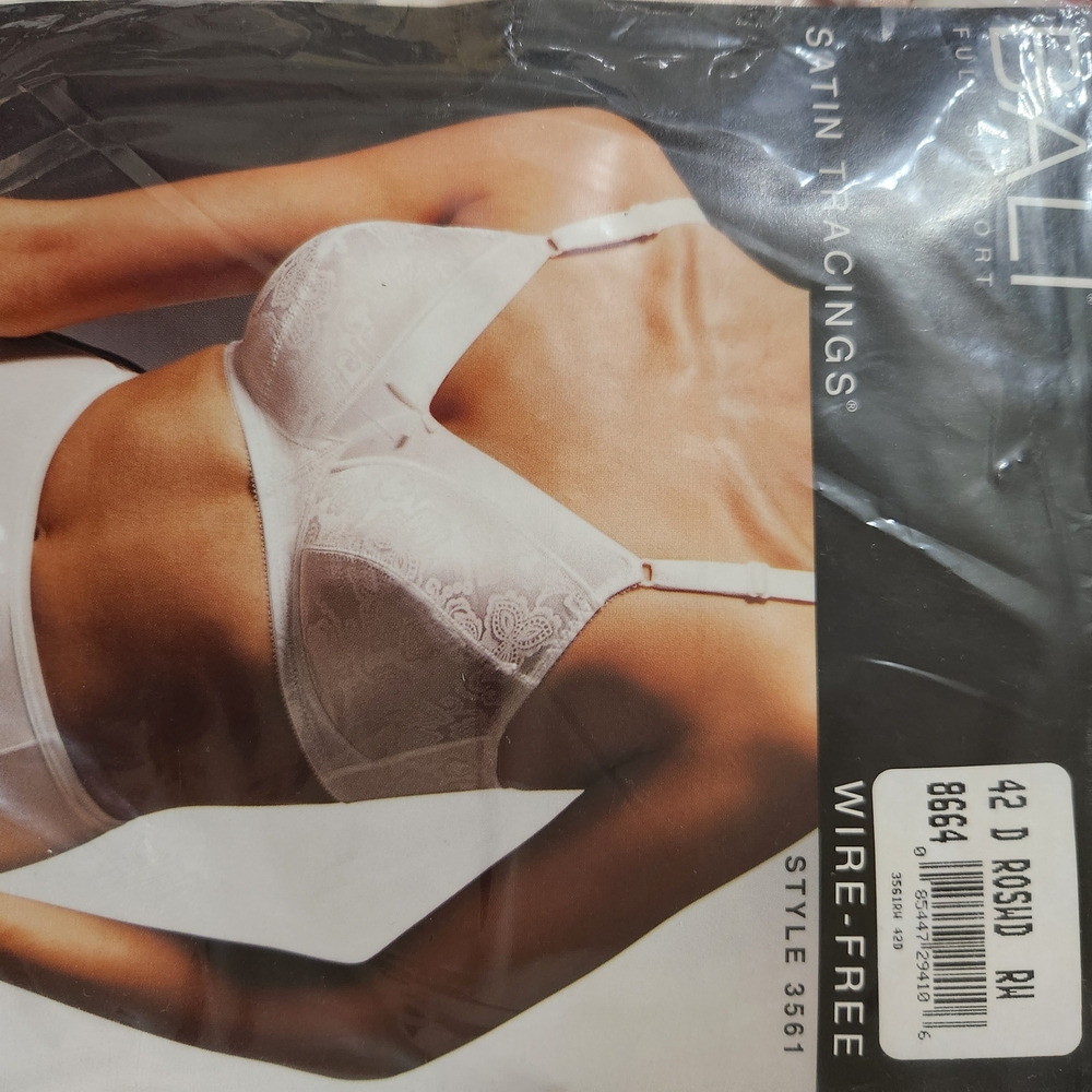 Bali Beige Satin Tracings Wire-Free Bra, 42D